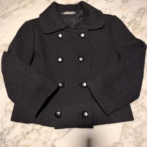 Balenciaga Edition Black Textured Jacket Cropped pea coat